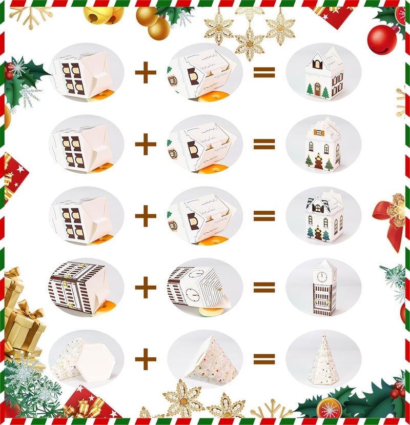 HEIPINIUYE 24 Empty Advent Calendar Boxes to Fill Yourself DIY Empty Christmas Countdown Calendars 2025 Fillable Advent Calendar Box for Boys Girls Adults Xmas White House Calendars Gift Boxes - Image 4